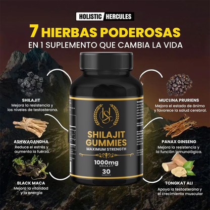 Gomas de Shilajit: Suplemento natural para mejorar estrés, ánimo y rendimiento - SOLO HOY 40% OFF