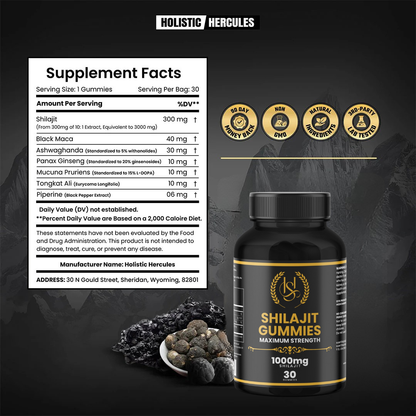 Gomas de Shilajit: Suplemento natural para mejorar estrés, ánimo y rendimiento - SOLO HOY 40% OFF