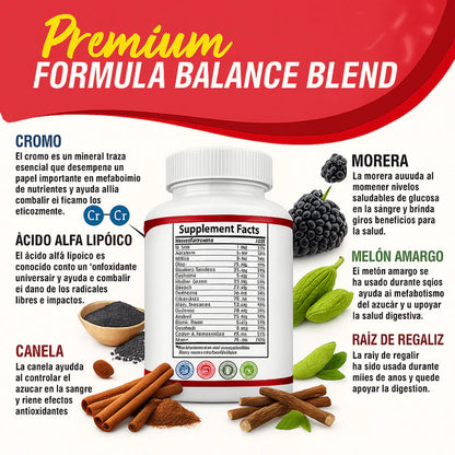 OFERTA EXCLUSIVA 30% OFF - Blood Sugar Complex™: Fórmula Avanzada con Canela, Cromo y Morera